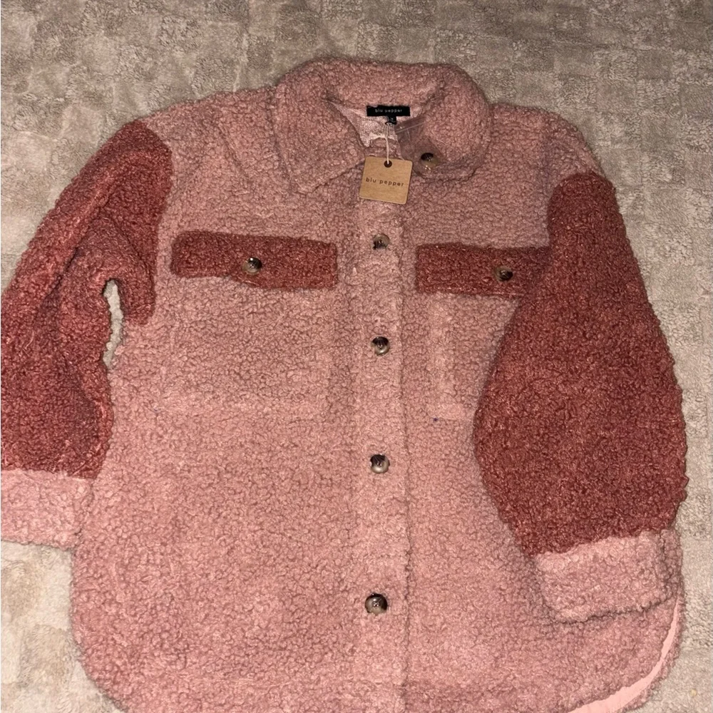Blu Pepper Blush Sherpa Jacket Oversize